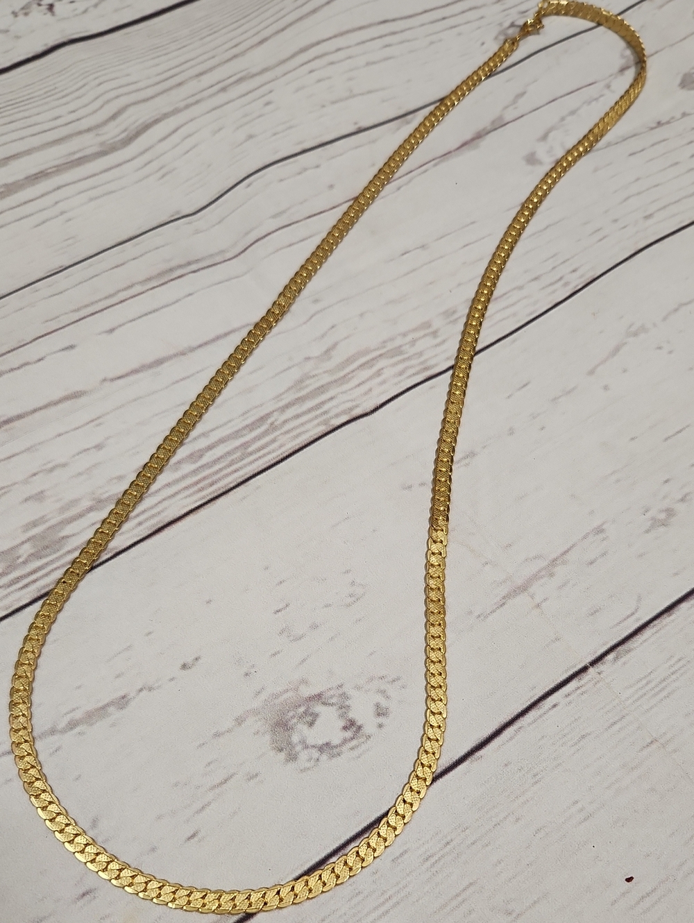 Classic Gold Tone Flat Curb Necklace for Women